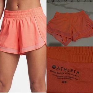 Athleta Mesh Racer Run Mid Rise 4" Short XS Coral (peach orange)
